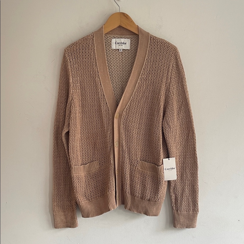 Corridor Men's Organic Tan Textured Cardigan